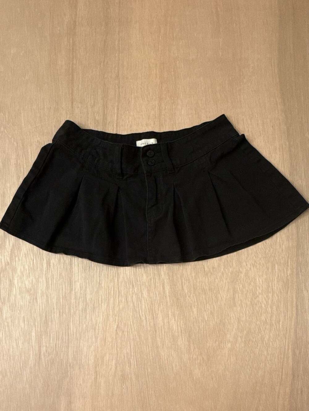 Y2K PacSun Black Denim Pleated Micro Mini Skirt Size 28
